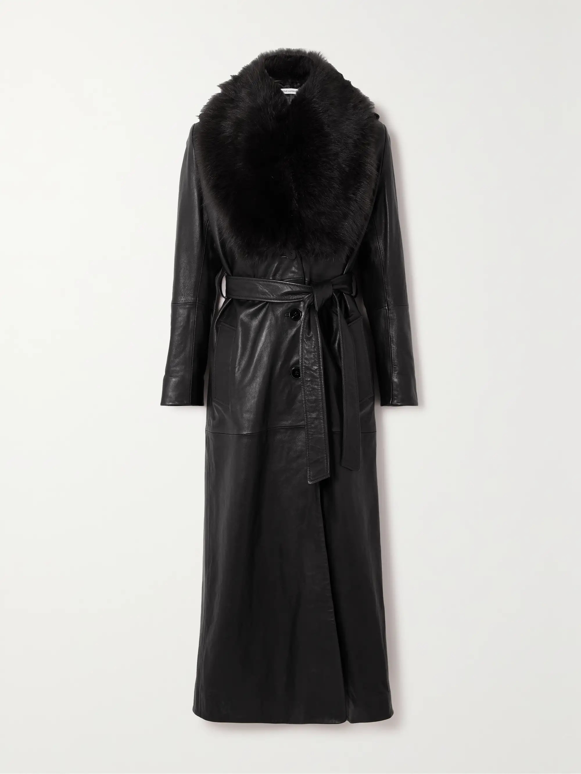 + NET SUSTAIN Dakota belted shearling-trimmed leather coat | NET-A-PORTER (US)