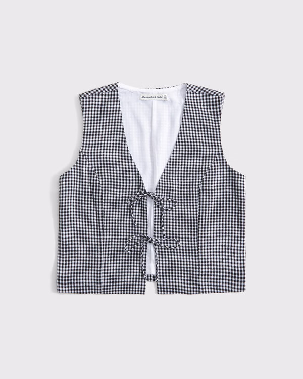 Women's Tie-Front Linen-Blend Vest | Women's Tops | Abercrombie.com | Abercrombie & Fitch (US)