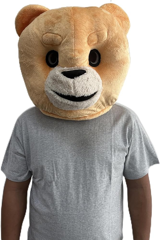 Plush Teddy Costume Bear Animal Mask Mascot Head Costume Halloween Outfit | Amazon (US)