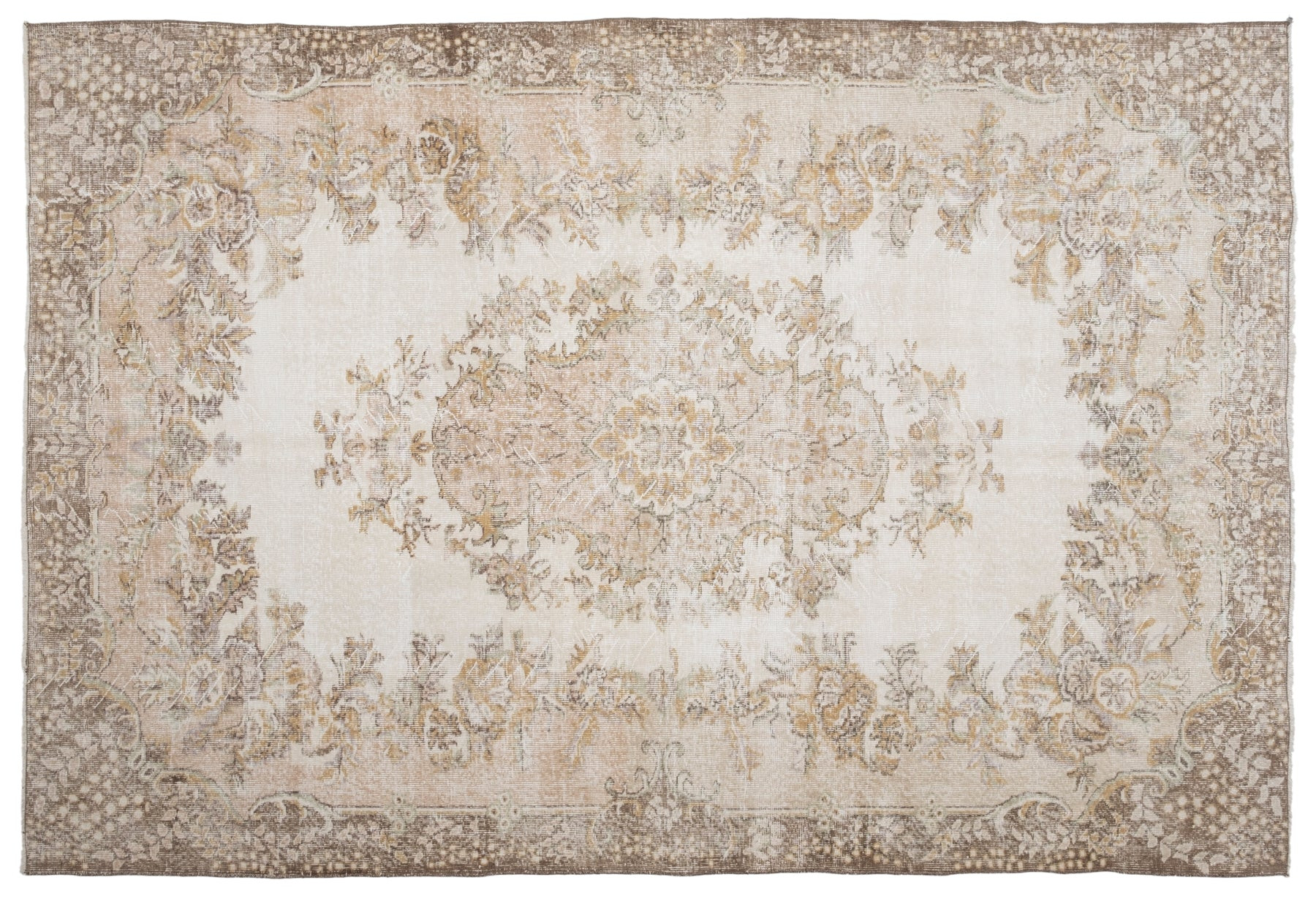 7' X 10' Vintage Distressed Rug, Beige - Dropos | Revival Rugs Inc