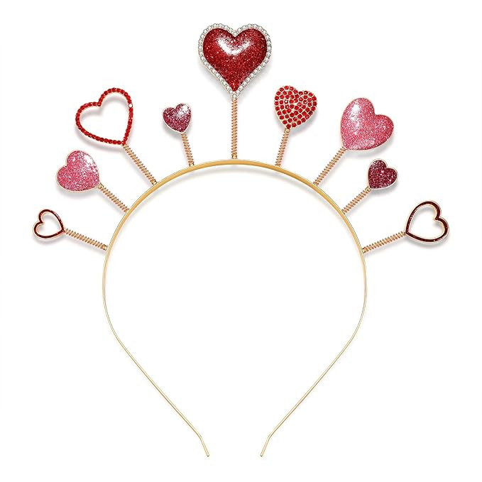 CEALXHENY Valentine’s Day Heart Headbands for Women Glitter Heart Hairbands Crystal Love Heart ... | Amazon (US)