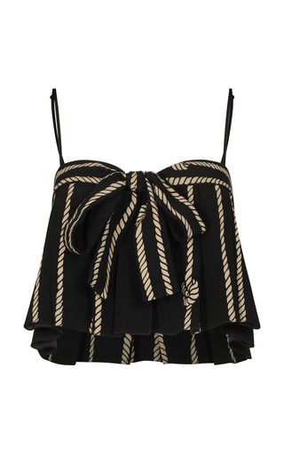 Deep Ocean Tie-Detailed Silk Crop Top | Moda Operandi (Global)