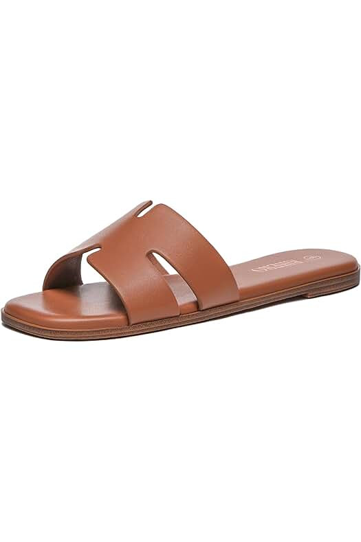 Women’s Dressy Flat Sandals Comfortable Slip On Leather Slide  | Amazon (US)
