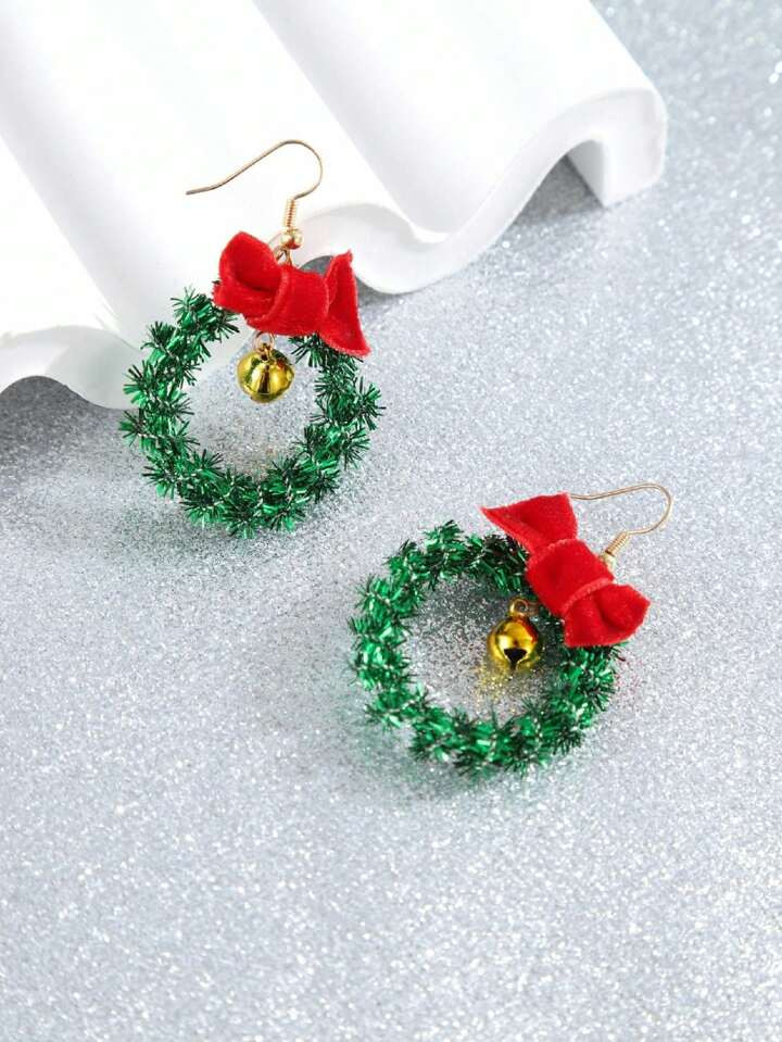 1 Pair Bell Decor Butterfly Floral Wreath Earrings, Women's Jewelry Christmas Gift | SHEIN