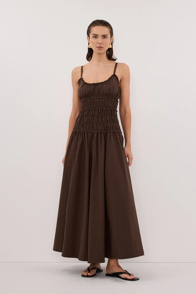 TOBY BITTER CHOC COTTON MIDI DRESS | DISSH