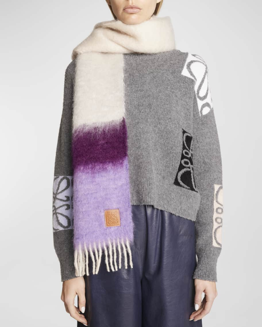 Color-Block Stripe Wool & Mohair Scarf | Neiman Marcus