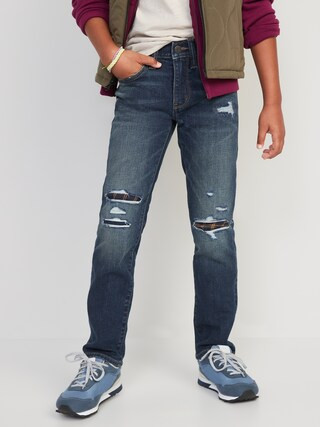 Slim 360° Stretch Ripped Plaid-Patch Jeans for Boys | Old Navy (US)