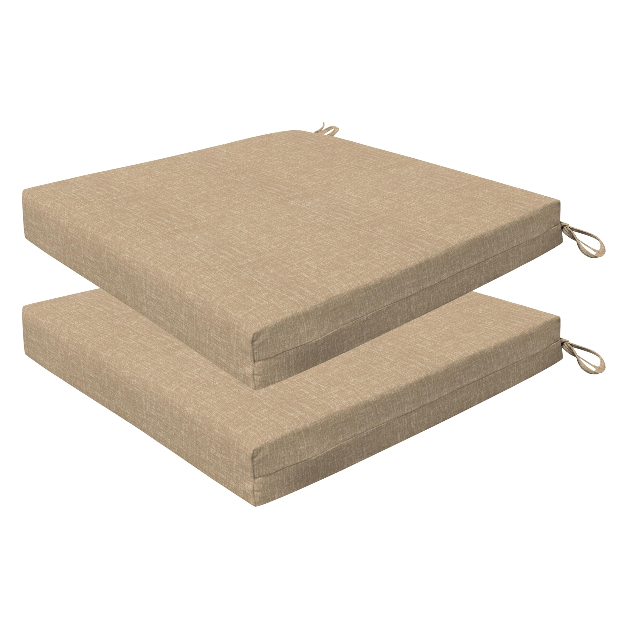 Honeycomb Outdoor Essentials Set of 2 Square Seat Pads, 19 x 19, Hampton Texture Neutral Dining C... | Amazon (US)