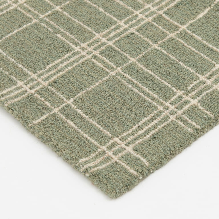 Better Homes & Gardens Lt Green Plaid Wool Indoor Runner, 2'x6' Rug | Walmart (US)