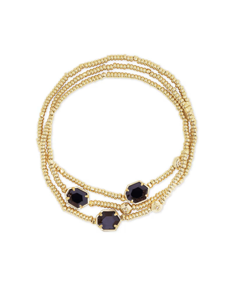 Tomon Gold Stretch Bracelet in Black Obsidian | Kendra Scott