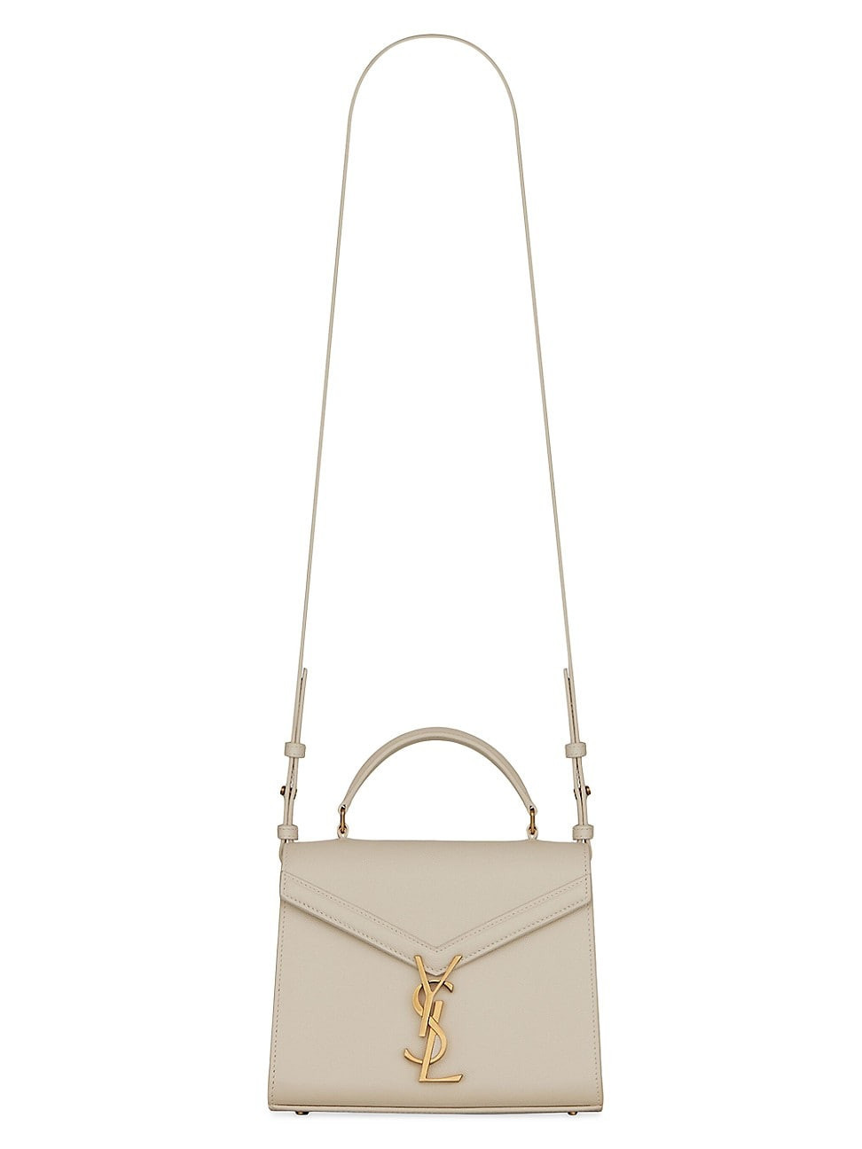 Women's Cassandra Mini Top Handle Bag in Grain De Poudre Embossed Leather - Crema Soft | Saks Fifth Avenue