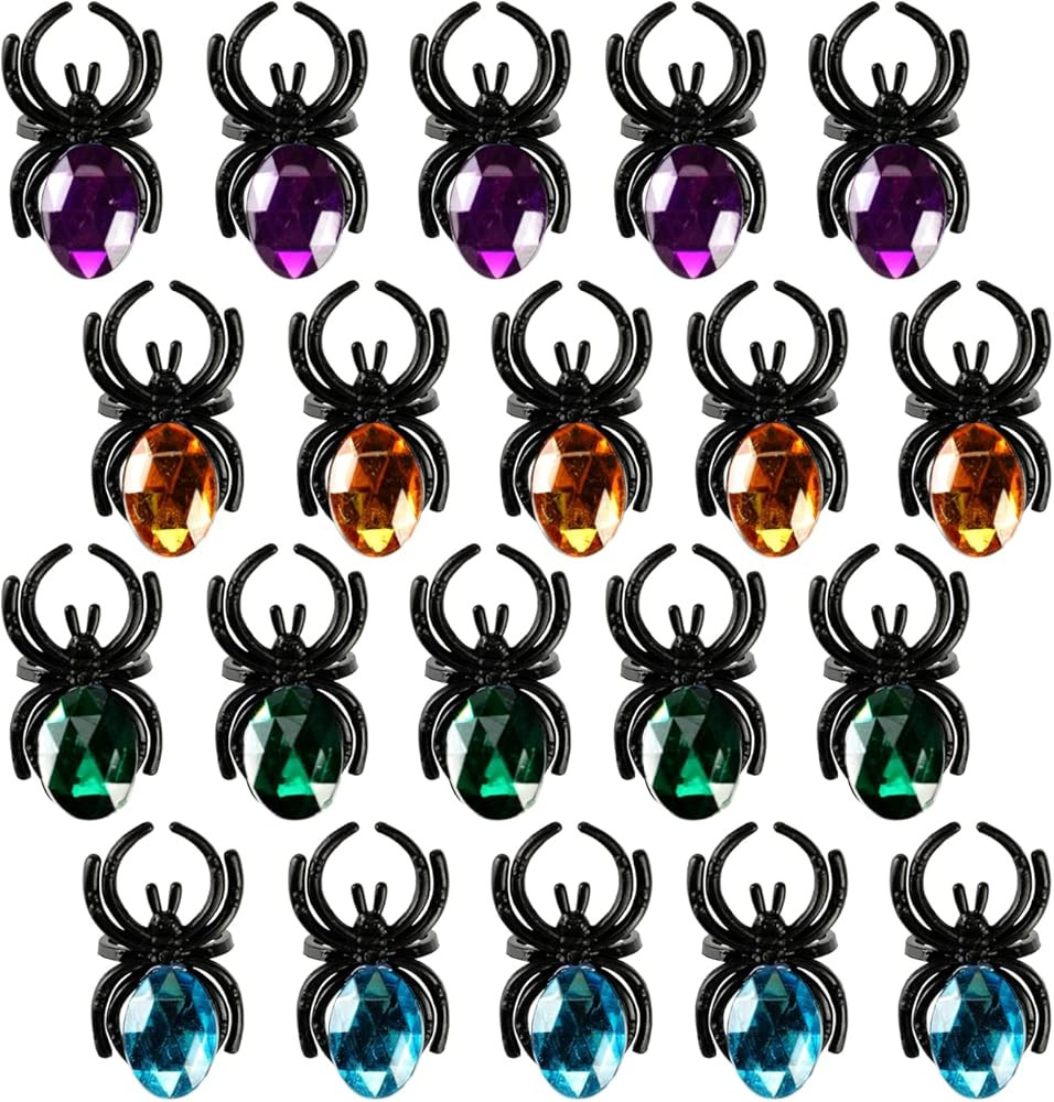 BinaryABC Spider Rings Halloween Party Favors,Diamond Spider Ring,Halloween Decoration,20Pcs(Asso... | Amazon (US)