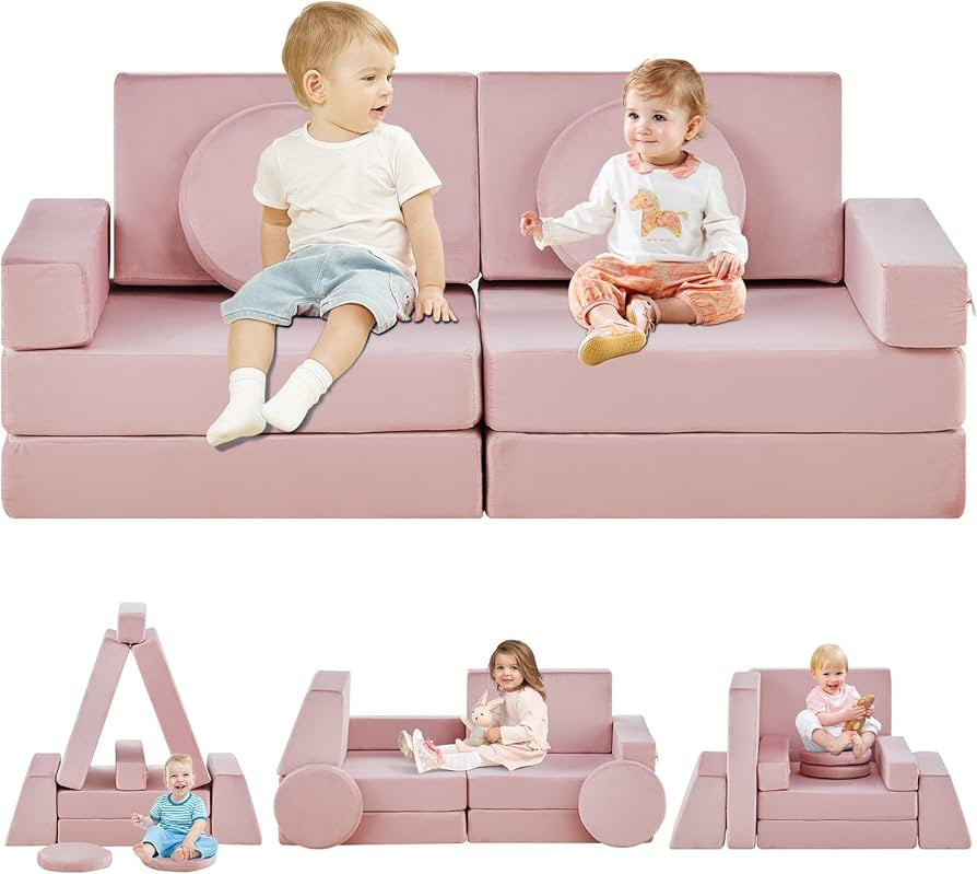 TUKAILAi 10PCS Modular Kids Play Couch, Convertible Child Sectional Sofa, Imaginative Furniture P... | Amazon (US)