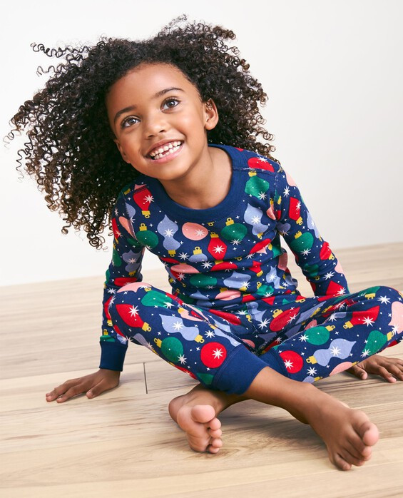 Girls' & Boys' Shiny Bright Ornaments Holiday HannaJams™ Pajama Set in 100% Organic Combed Cotton - Size Little Kids 4 by Hanna Andersson | Hanna Andersson