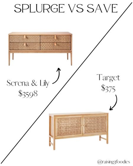 Save vs splurge wicker console table. I love the drawers on the Serena & Lily piece! 

#LTKSeasonal #LTKFind #LTKhome