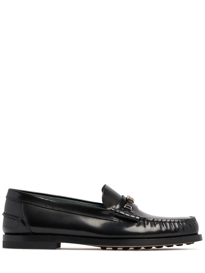 10mm Logo leather chain loafers | Luisaviaroma
