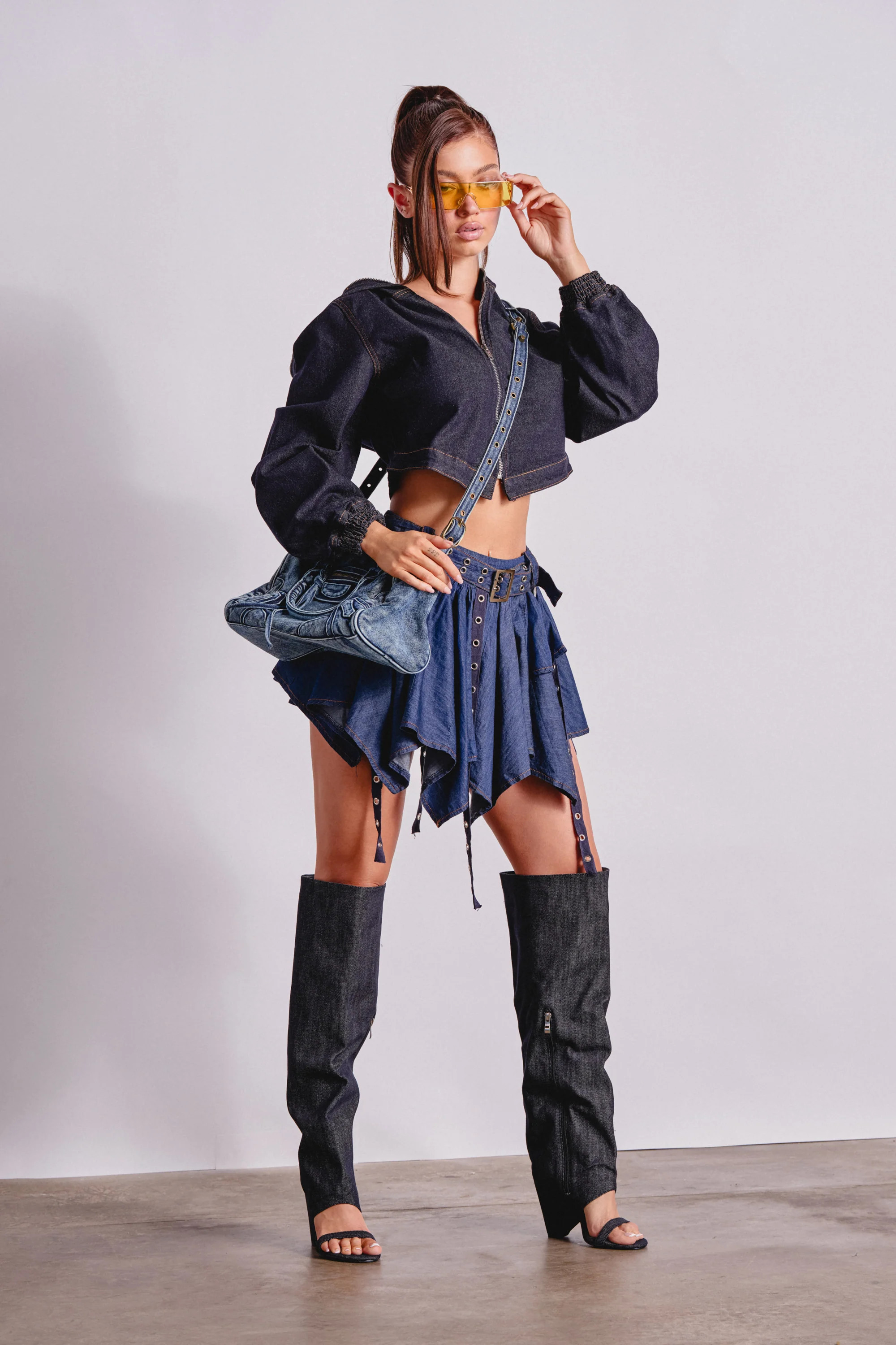 AFTER HOURS MINI SKIRT IN MEDIUM BLUE DENIM | AKIRA