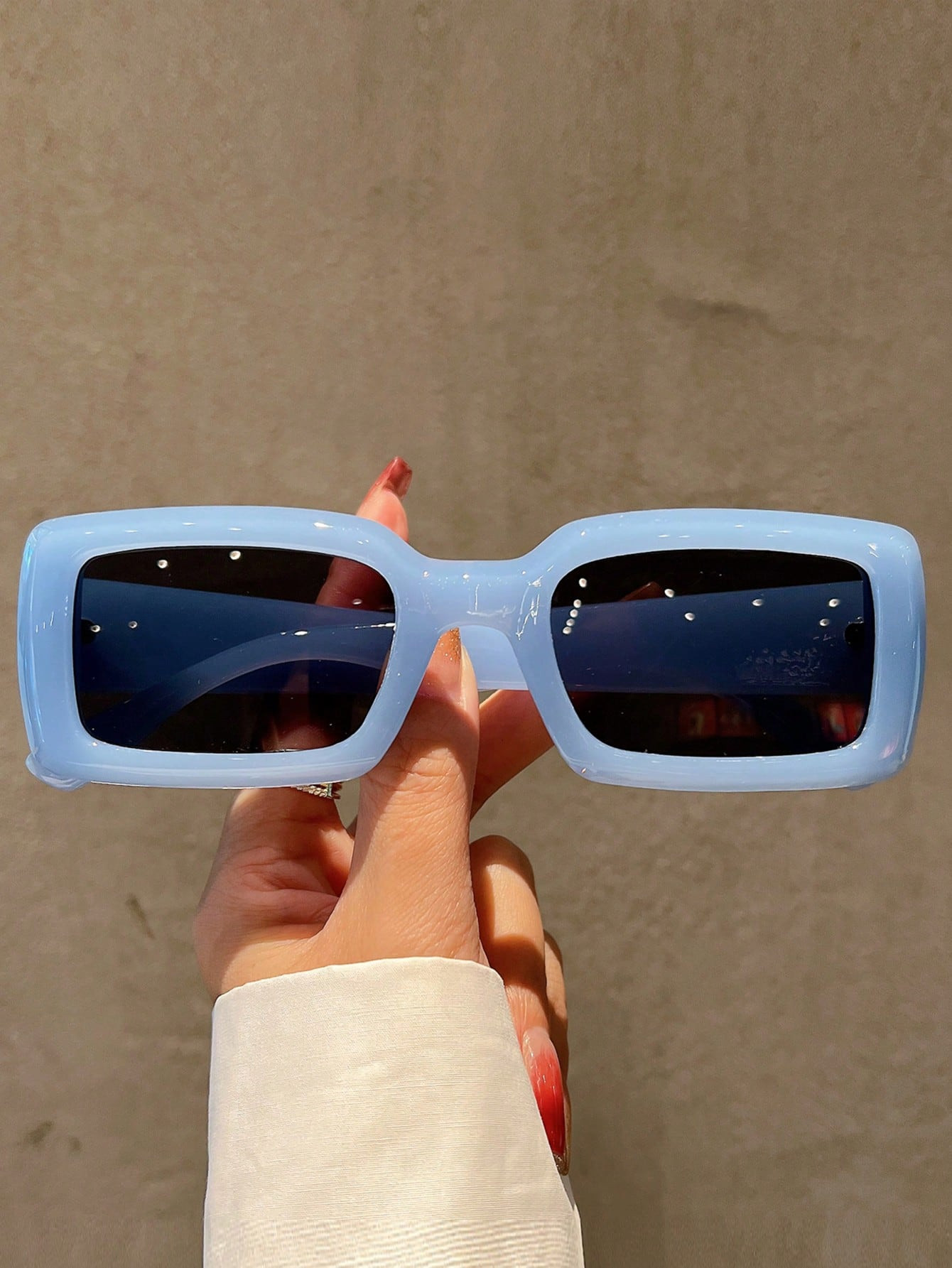 1pair Women Square Frame Candy Color Fashionable Fashion Glasses, For Summer Beach Party Club Sha... | SHEIN