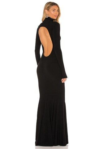 Norma Kamali Turtle Open Back Fishtail Gown in Black from Revolve.com | Revolve Clothing (Global)