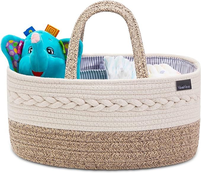 YeaYee Baby Diaper Caddy Organizer, Portable Nursery Storage Basket with Changeable Compartments,... | Amazon (US)