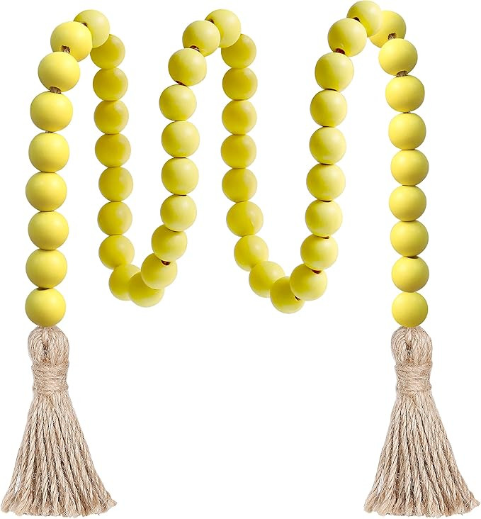 Meplait 39in Wood Bead Garland Farmhouse with Tassels,Versatile Prayer Beads Boho Chic Wall Hangi... | Amazon (US)