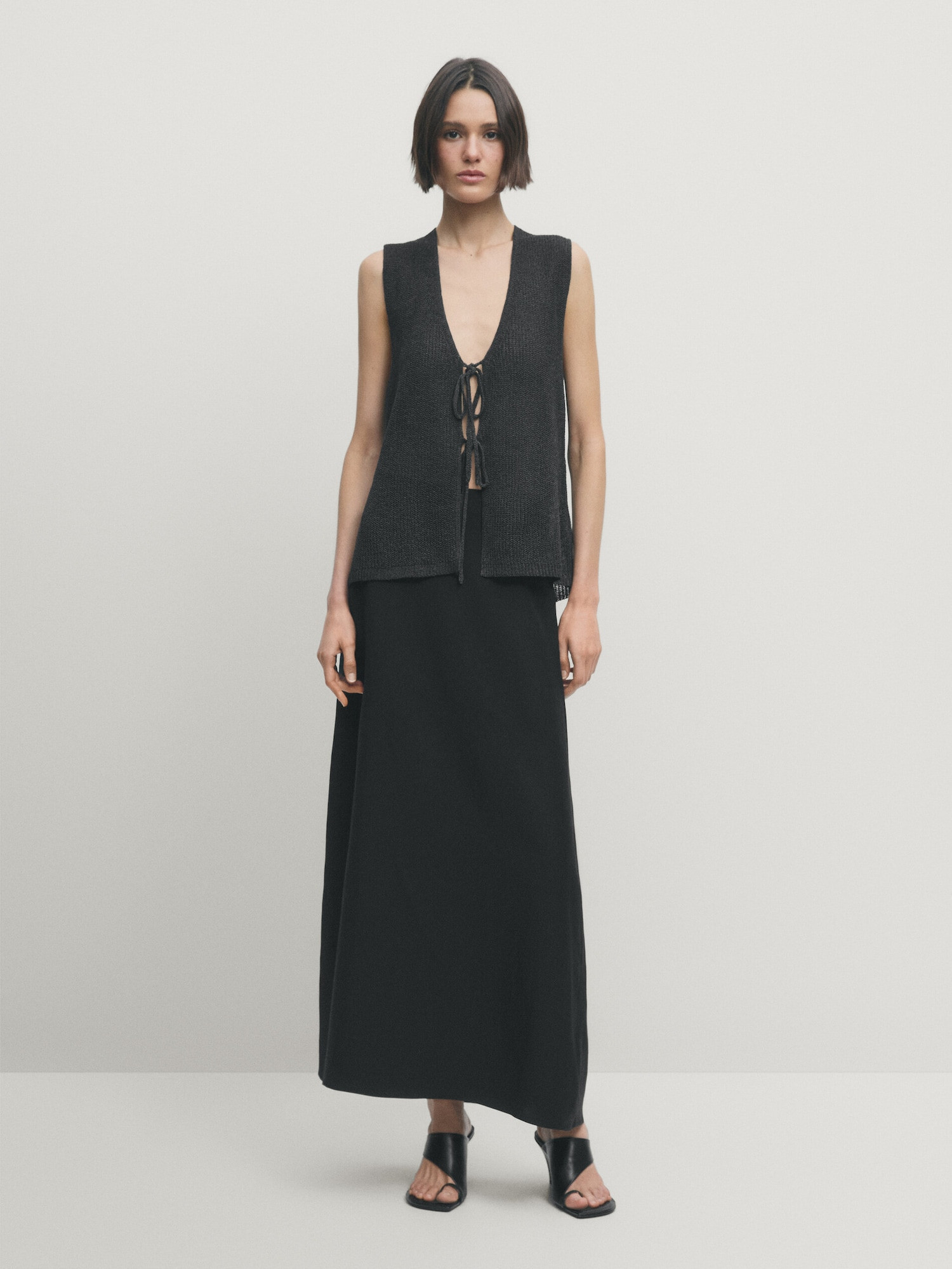 Straight linen blend skirt | Massimo Dutti US