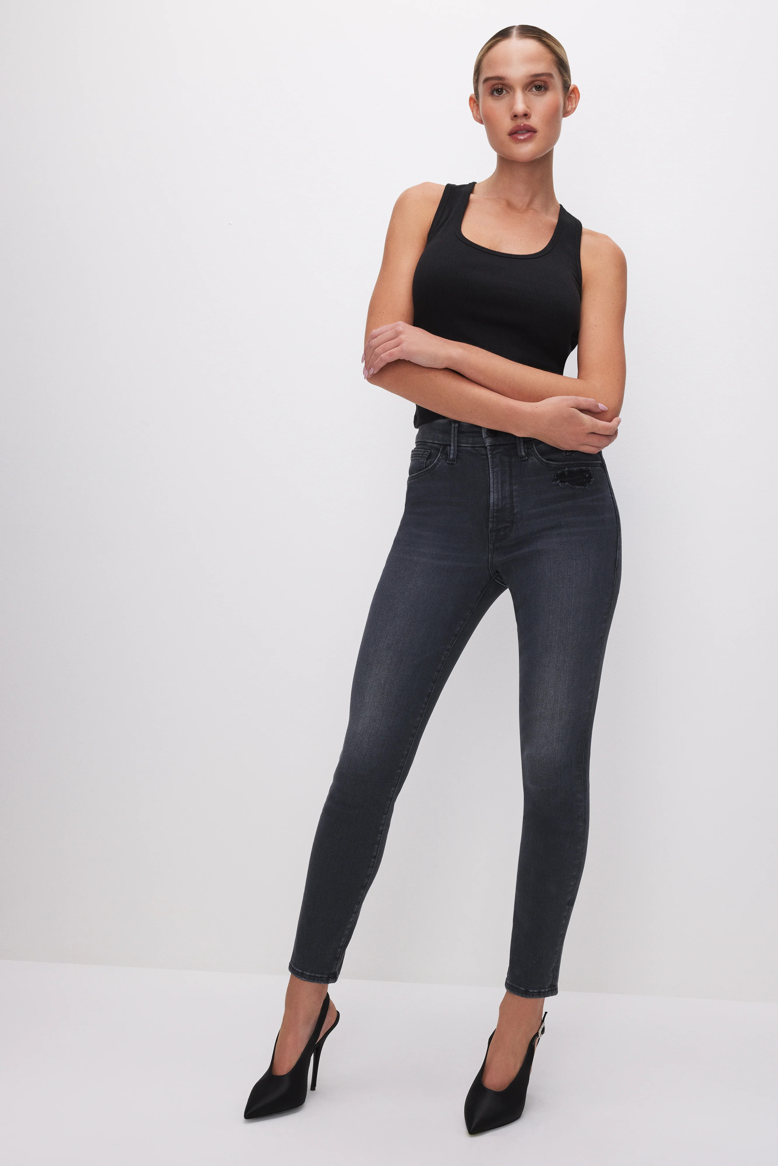 MICRO RIB TANK TOP | BLACK001 - GOOD AMERICAN | Good American