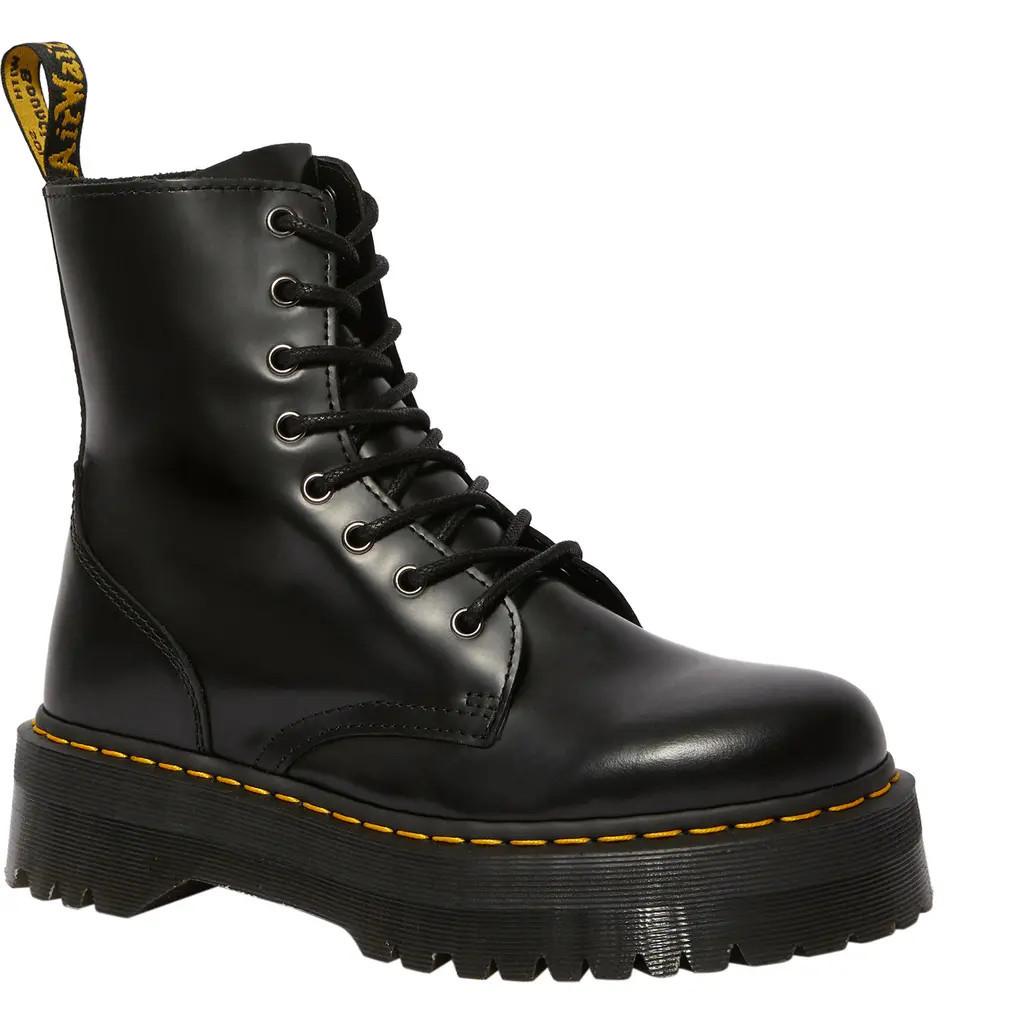 Dr. Martens Jadon Platform Boot in Black Polished Smooth at Nordstrom, Size 10Us | Nordstrom