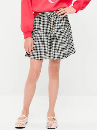 Linen-Blend Buttoned Skirt for Girls | Old Navy (US)