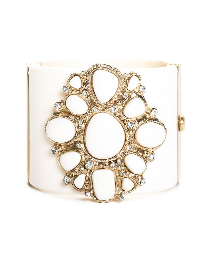 Chanel Gold-Tone Resin & Crystal Cuff Bracelet | Ruelala