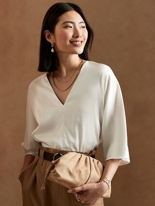Dolman-Sleeve V-Neck Top | Banana Republic Factory