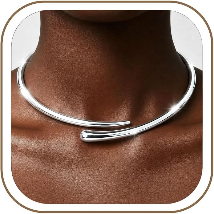 Open Cuff Torque Choker Necklace for Women Water Drop Collar Cuff | Statement Chunky Fashion Ends... | Amazon (US)