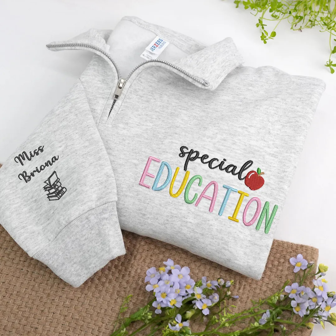 Embroidered Special Education Teacher Quarter Zip Sweatshirt: Personalized Teacher Assistant Gift | Etsy (US)