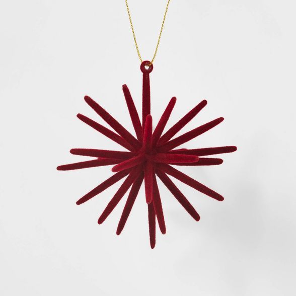 Flocked Spike Starburst Christmas Tree Ornament Red - Wondershop&#8482; | Target