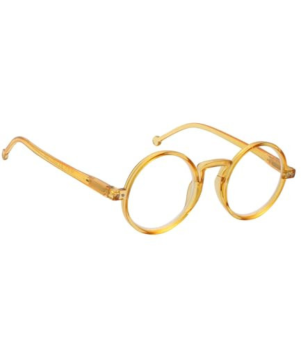 BLUELESS Oversized Round Reading Glasses Women Men Vintage Readers (Yellow, +2.00) | Amazon (US)