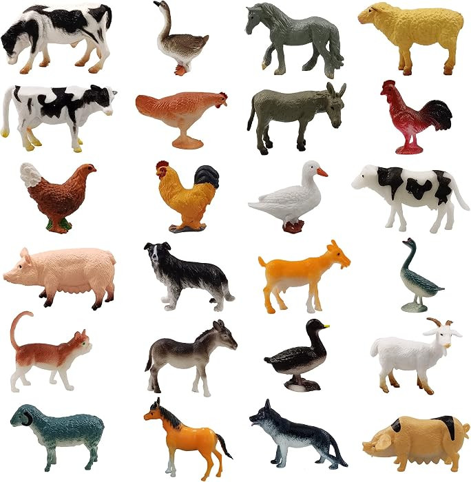 24 Mini Farm Animal Figurines Realistic Figures Educational Toys for Toddlers Cake Toppers Scene ... | Amazon (US)