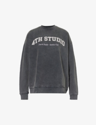 Logo-print acid-wash cotton-jersey sweatshirt | Selfridges