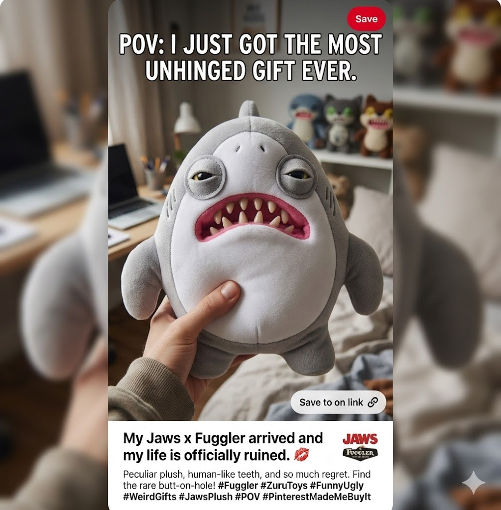 Beware, the ocean’s creepiest collab just bit back! Meet the Jaws Fuggler 9-Inch Licensed Plush by ZURU. This peculiar plush is the perfect mix of funny, ugly, and totally unforgettable, featuring their signature disturbingly human-like teeth. Whether you're hunting for the rare butt-on-hole collector's mark or looking for the ultimate weird gift for teens, tweens, and adult collectors, this deep-sea disaster is a must-have. Start your funny ugly monster squad today! #Fuggler #ZuruToys #JawsPlush #WeirdGifts #CreepyCute #Plushies 

 #LTKKids