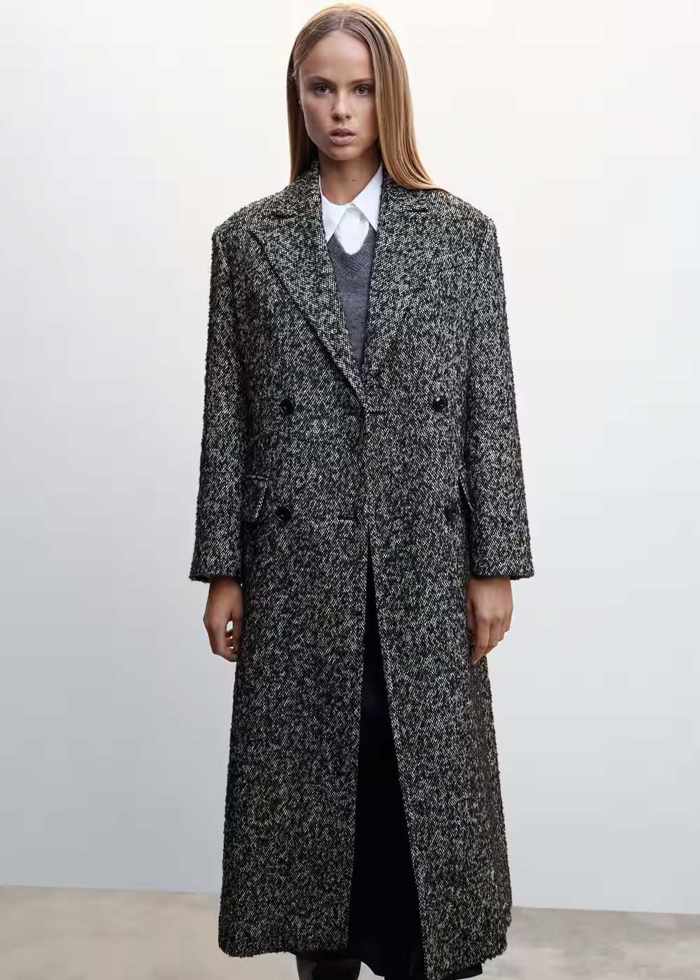 Marbled double breasted coat -  Women | Mango USA | MANGO (US)