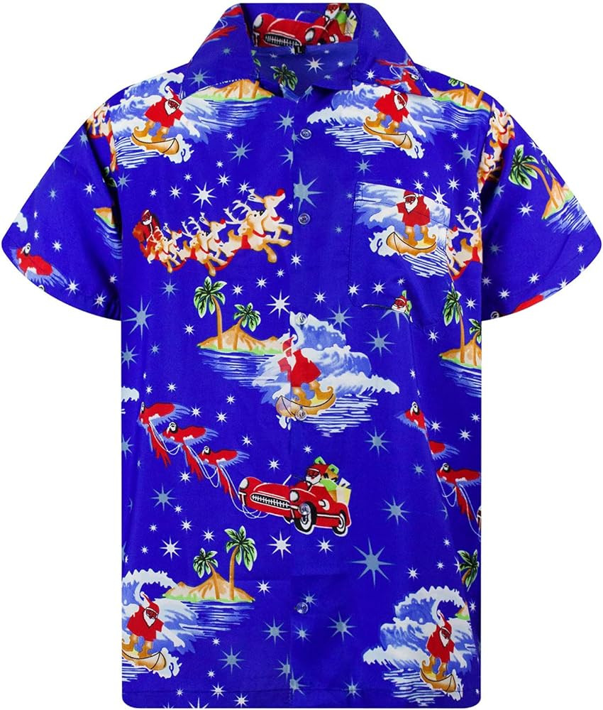 KING KAMEHA Men's Ugly-Christmas-Shirts Funky Short-Sleeve Button-Up Ginger-Bread Print Casual | Amazon (US)