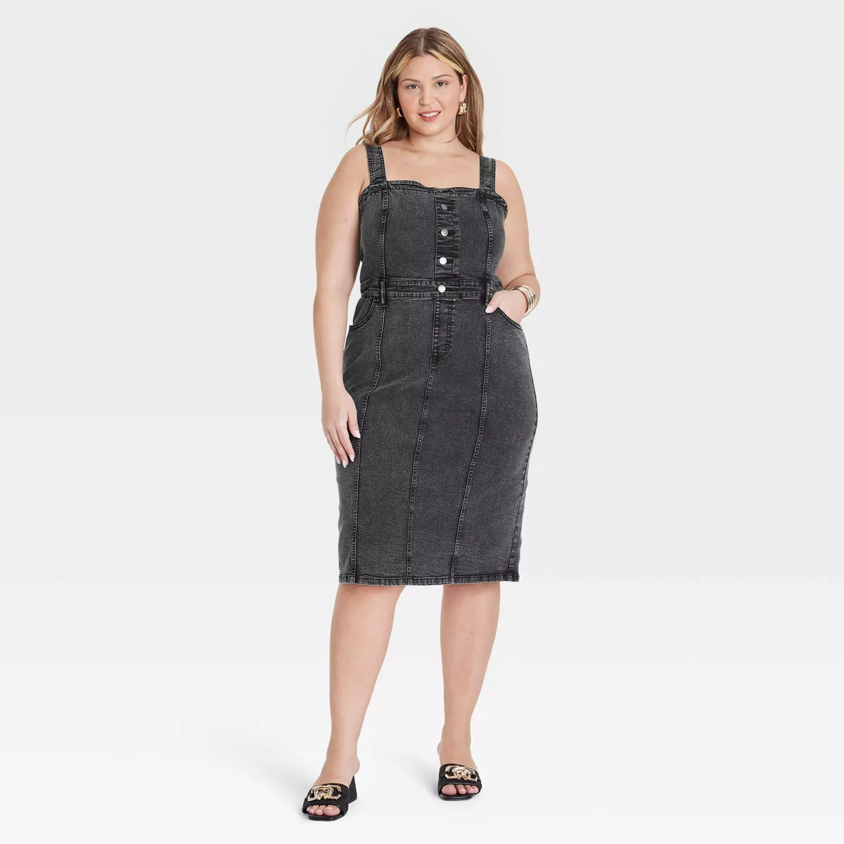 Women's Denim Midi A-Line Dress - Ava & Viv™ | Target