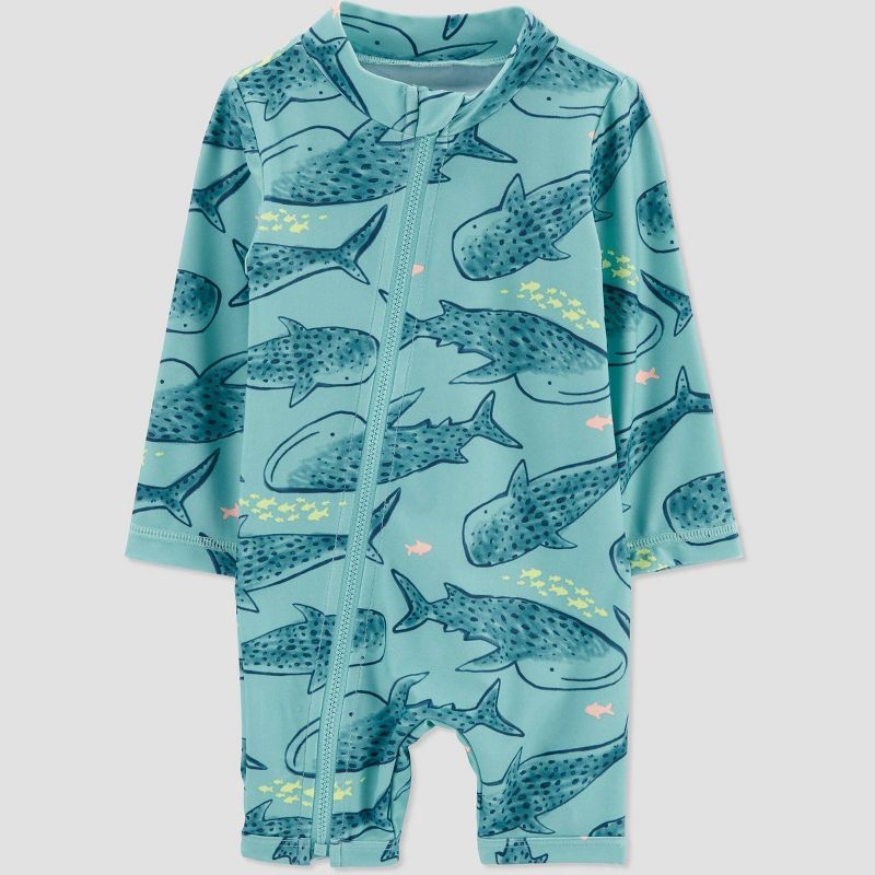 Carter's Just One You® Baby Boys' Shark One Piece Rash Guard - Blue | Target