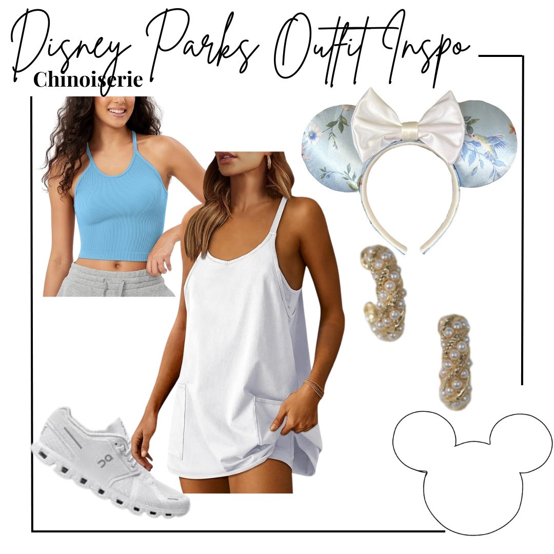 Disney parks outfit inspo - chinoiserie 

Blue satin floral and bird ears from Etsy, white athletic romper from Amazon, blue ribbed tank from Amazon, gold earrings from altar’d state, and white on cloud x 5 sneakers 

Midsize, midsize outfit, size 10, ootd, Outfit inspo, grand millennial  finds, Disney parks Outfit, Disney bound,  under $50 outfit, affordable outfit, casual outfit, Disney preppy style , Etsy finds, Disney outfit, Mickey ears, minimal Disney style, #ltkdisney, Disney ears, Disney aesthetic, theme park outfit, Disney parks outfit ideas, comfy Disney outfit, small business finds,

#LTKFindsUnder50 #LTKTravel #LTKStyleTip