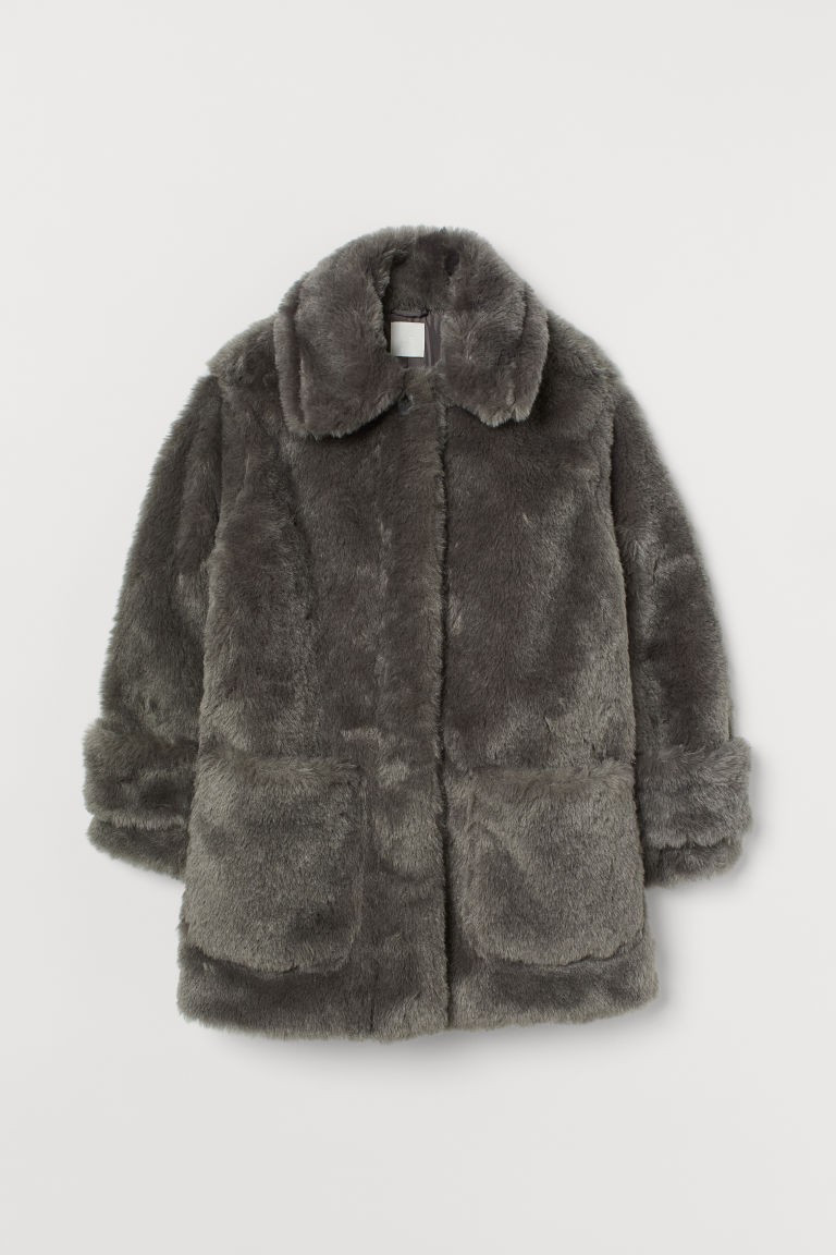 H & M - Faux Fur Jacket - Gray | H&M (US + CA)