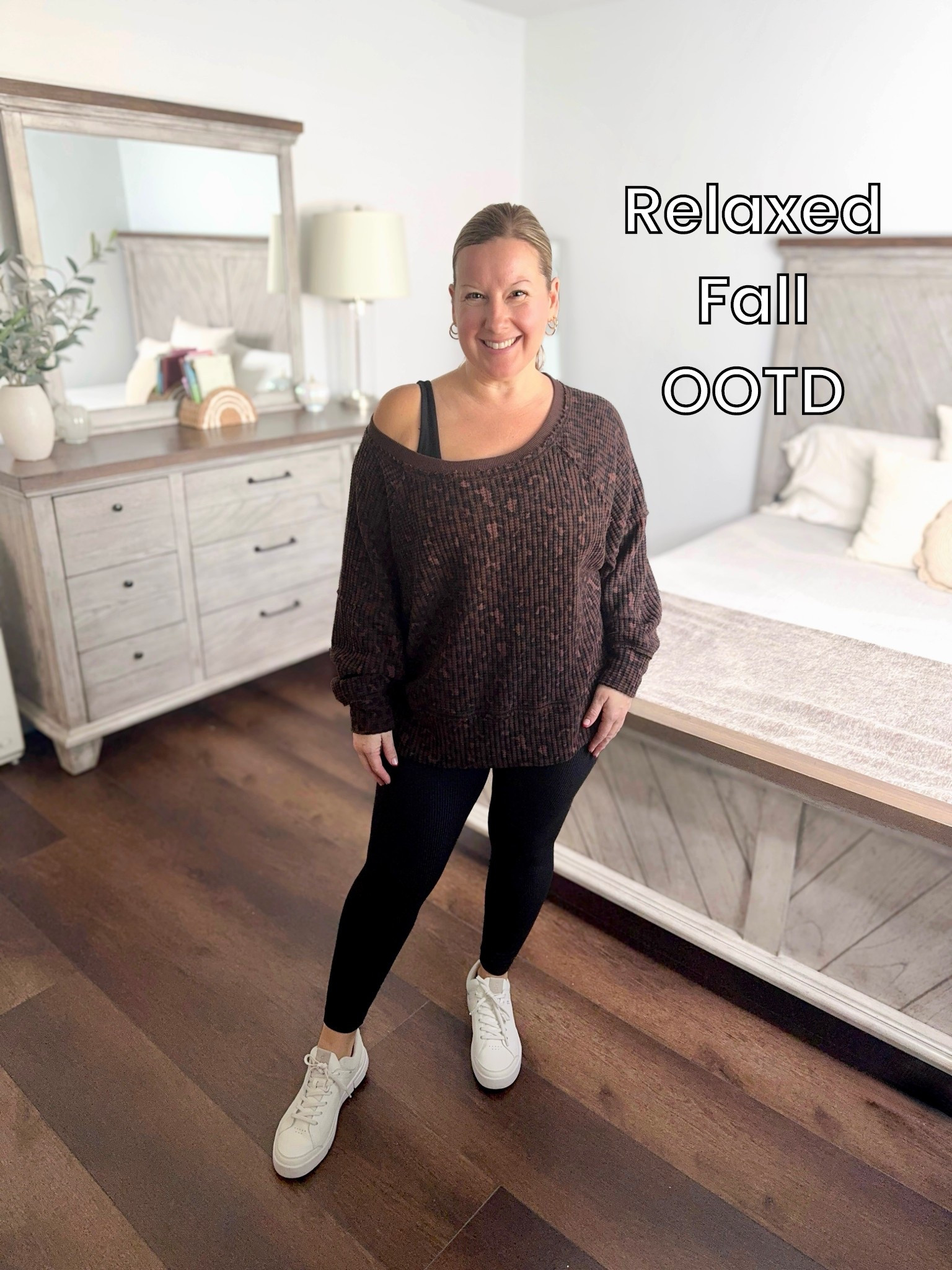 Relaxed, comfy, and mom life approved 🤎 This oversized leopard print sweater from American Eagle, my go to Align leggings from Lululemon, and my On Cloud sneakers make the easiest throw-on-and-go OOTD 🤗 Perfect for busy days, errands, or just keeping it cozy at home 🖤

#LTKmomlife #LTKootd #LTKPetite