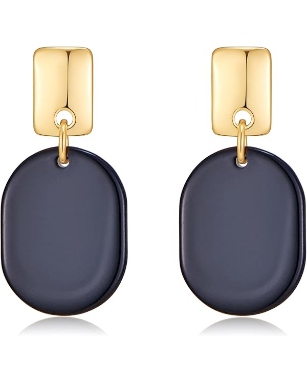 MUYAN Black Drop Earrings for Women Geometric Acrylic Dangle Earrings Gold Tone Statement Jewelry... | Amazon (CA)