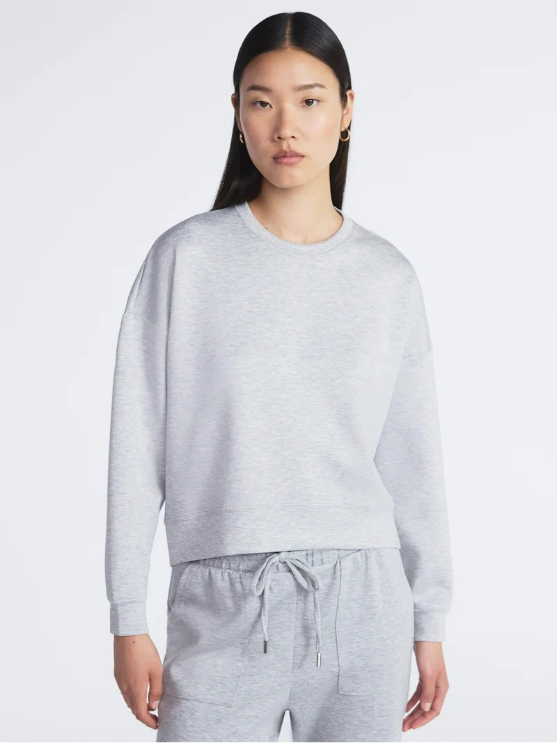 Scoop Women's and Women's Plus New Scubaknit Cropped Sweatshirt with Drop Sleeves, Sizes XS-4X | Walmart (US)