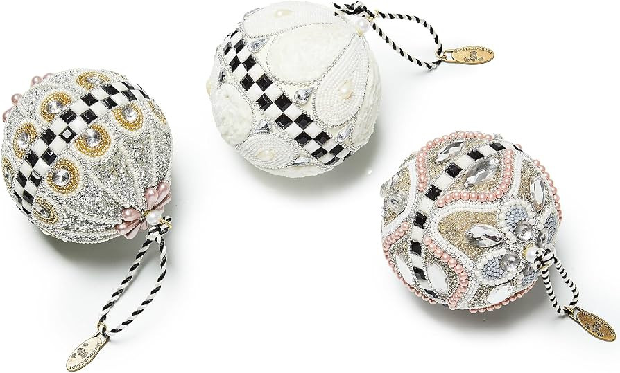 MACKENZIE-CHILDS Crystal Palace Beaded Ball Ornaments, Christmas-Tree Ornaments Set, Set of 3 | Amazon (US)