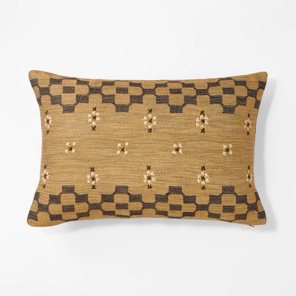 Woven with Cross Stitching Lumbar Throw Pillow Brown/Cream - Threshold™ designed with Studio Mc... | Target