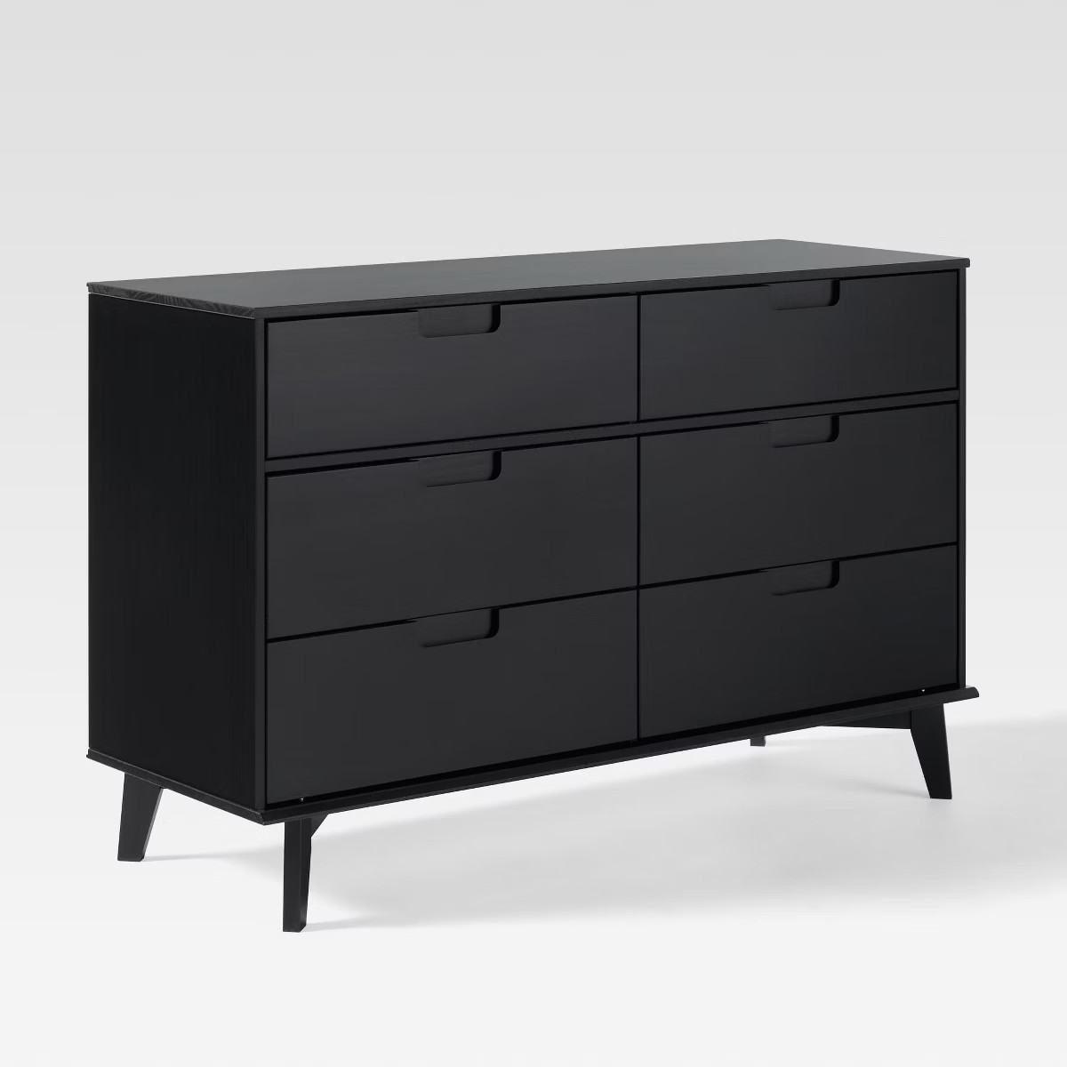 Saracina Home Mid Century Modern Groove Wood 6 Drawer Dresser Black | Target